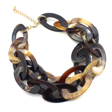 Leicht klobig Halskette Schmuck für Frauen modische Acryl zwei geschichtete Halskette